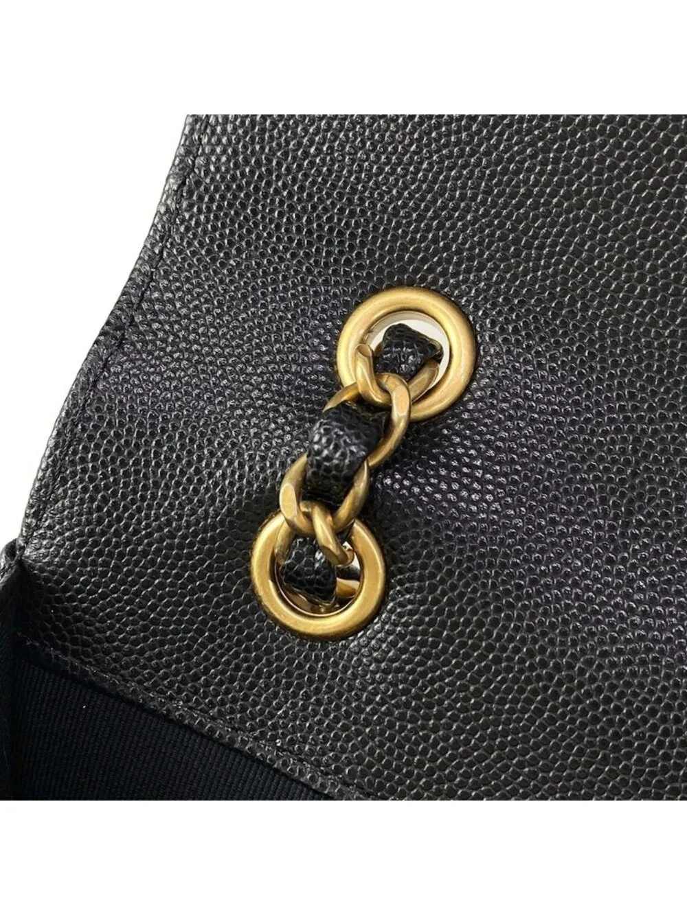 Chanel Shoulder Bag Quilted Black Metal Chain Double Pocket Matte Togo